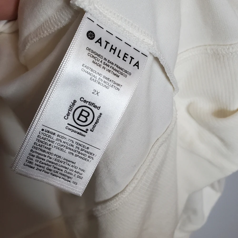 Athleta eastbound sweatshirt pullover‎ in magnolia white plus size 2x soft luxe